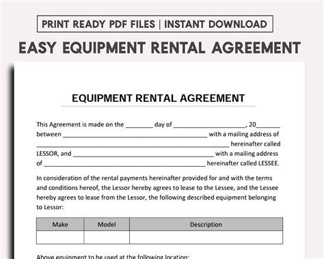 skid steer rental agreement|equipment lease agreement template.